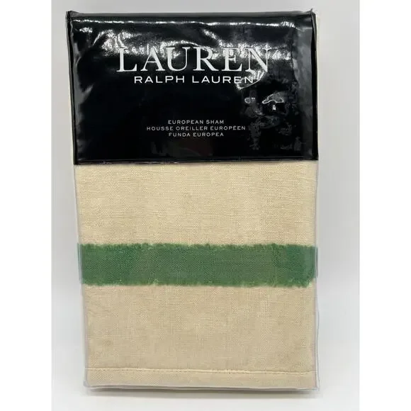 Lauren Ralph Lauren Allie Contrast Edge Euro Sham Light Hemp Green NEW - Picture 8 of 8
